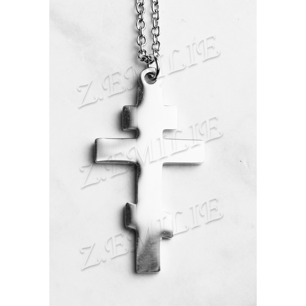 Collier Croix Chrétienne Orthodoxe Punk Homme - Acier Titane Or Ou Argent - Style Vintage Hip Hop