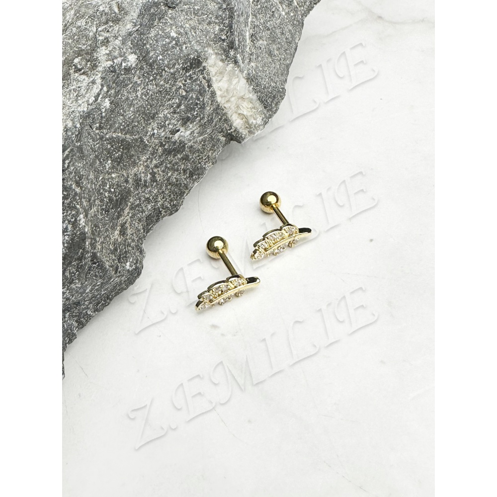 Piercing Tragus/Hélix En Acier Avec Motif Trèfle Fleur Zircon Rose Doré - Neuf Avec étiquettes