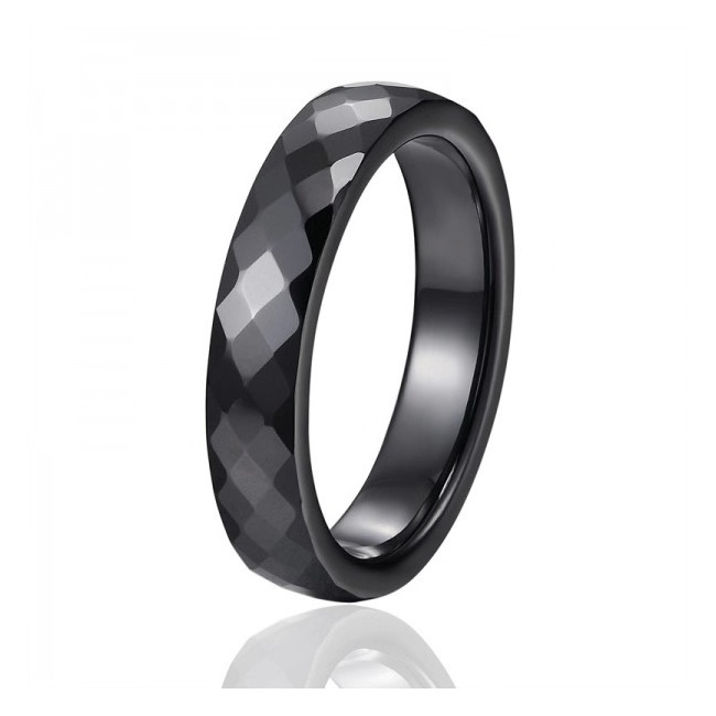 Bague anneau céramique et acier inoxydable blanc argent femme