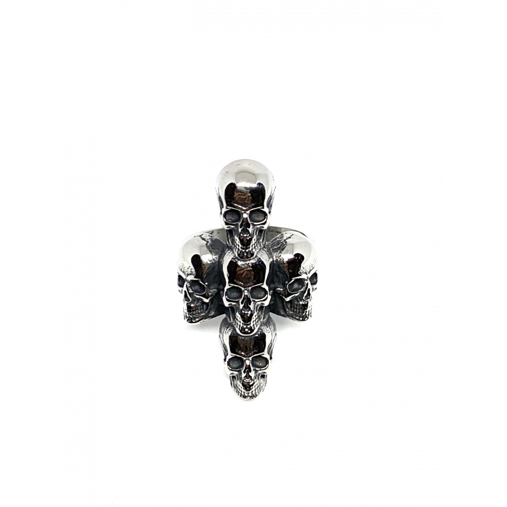 Bague Homme Punk En Acier Inoxydable - Design Tête De Mort Et Croix - Taille US 6 à 13, Style Vintage Et Unique