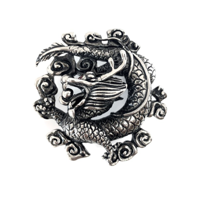 Boucle de ceinture - Mythologie - Tête de dragon - Métal - Mixte - 4 cm