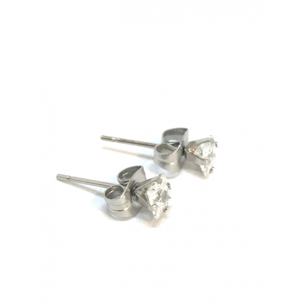 Boucles D'Oreilles En Zircon Rose CZ Carré De 4Mm En Argent Sterling