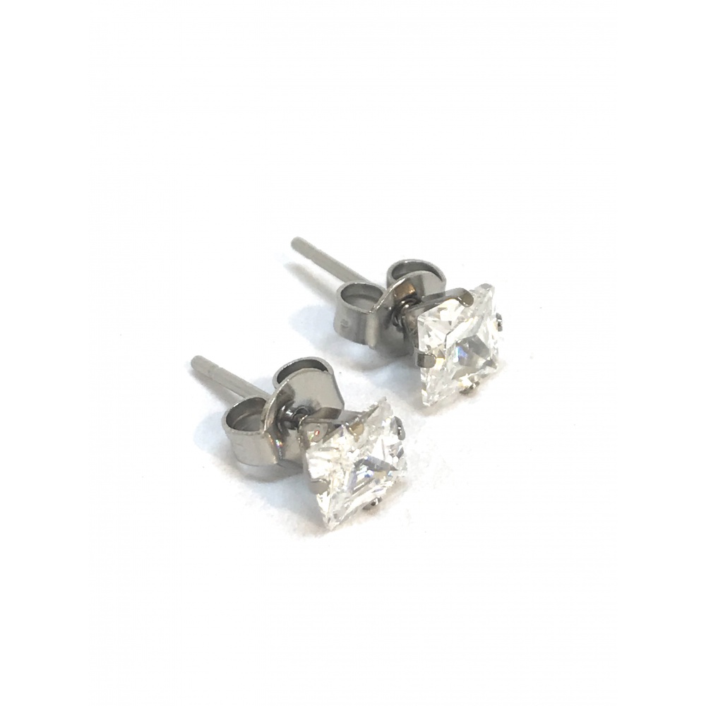 Boucles D’oreilles Femme Rondes Acier Inoxydable – Zircon Violet Diamanté 4mm XRY088