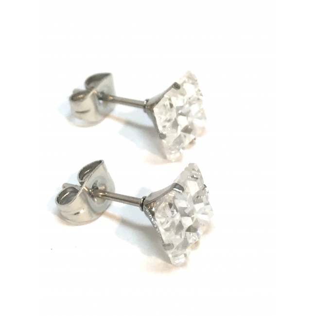 Boucles D'oreilles Pendantes En Turquoise Véritable 7mm Et Acier Doré - Neuf Avec étiquettes