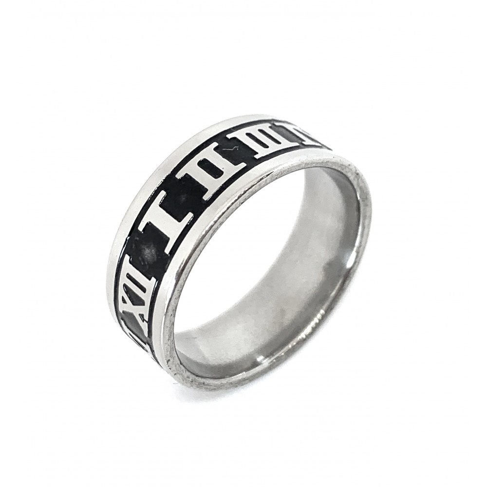 Bague acier chiffre romain
