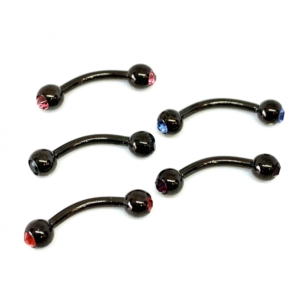 Lot 4 Piercings Arcade Spike Rayures – Tige 1,2x8 Mm, Spike 3 Mm, Acier Chirurgical 316L, Couleurs Rasta, Bleu, Noir, Rouge